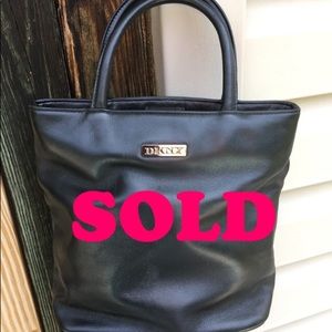 DKNY Black Leather Small/Med Tote Bag with Handles